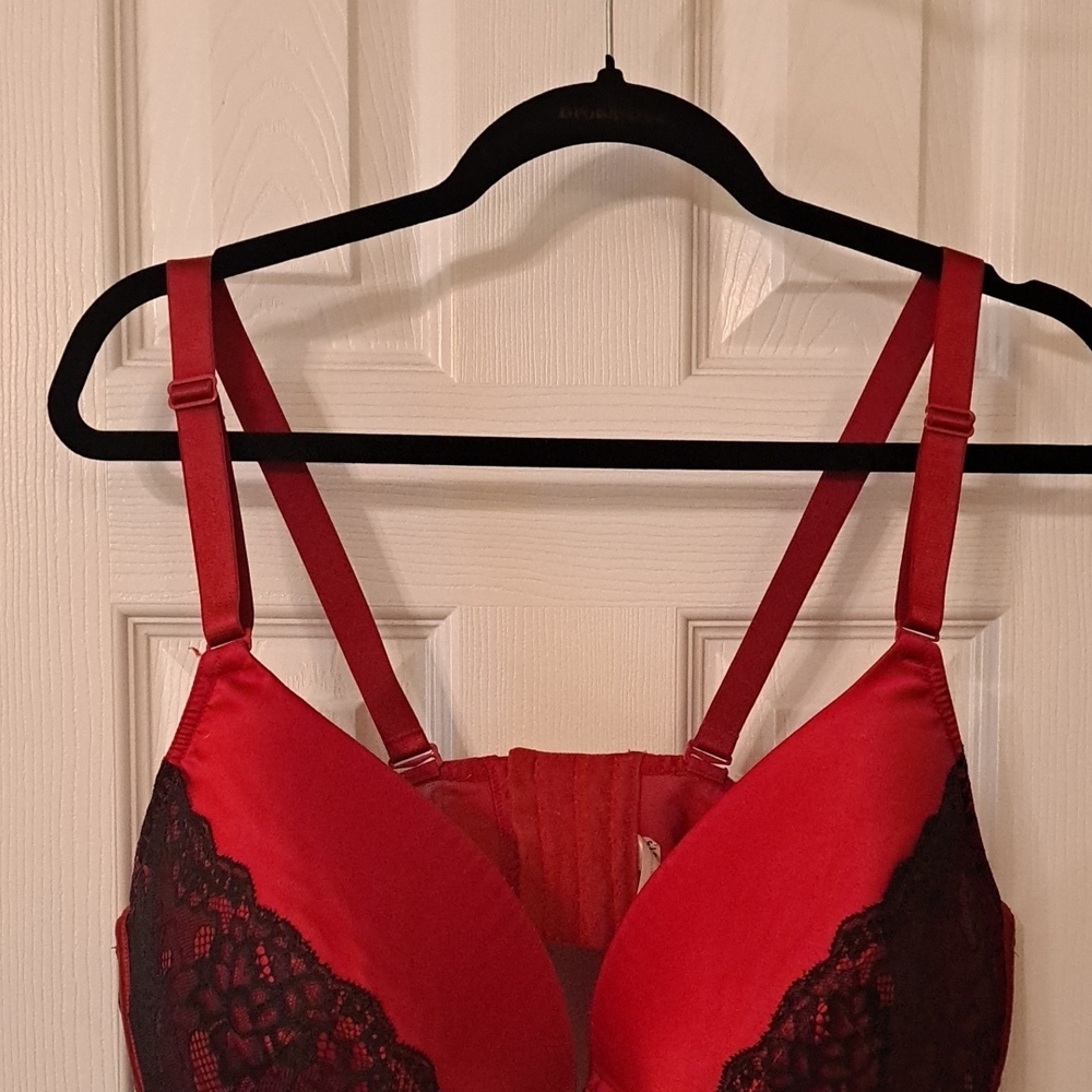 Red Lace Trim Bra